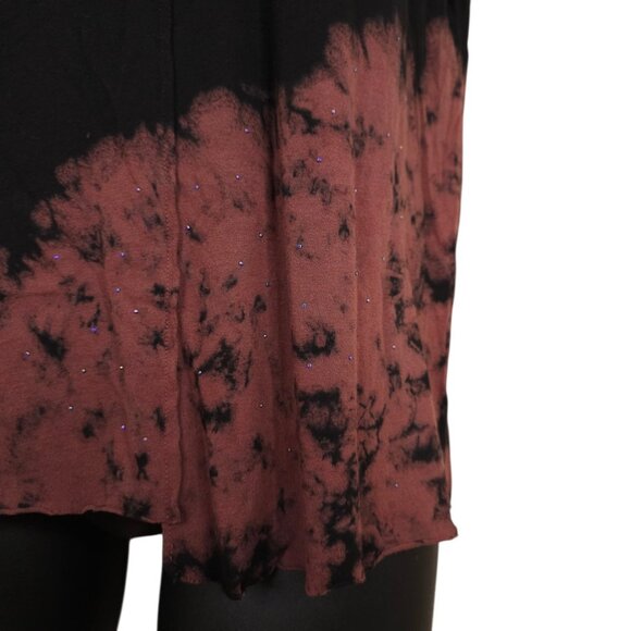 Affliction T Shirt Womens Size Medium Black Red Reed Stones Split Tie Dye SAMPLE - Picture 7 of 10